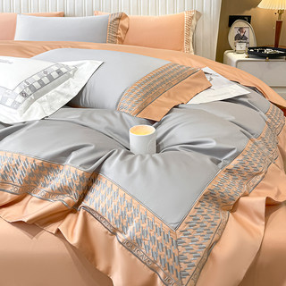 Juego de cuatro piezas de algodón puro de fibra larga, ligero y de lujo, 2025, nuevo algodón, funda de edredón de alta gama, sábanas, sábanas, sábanas 4