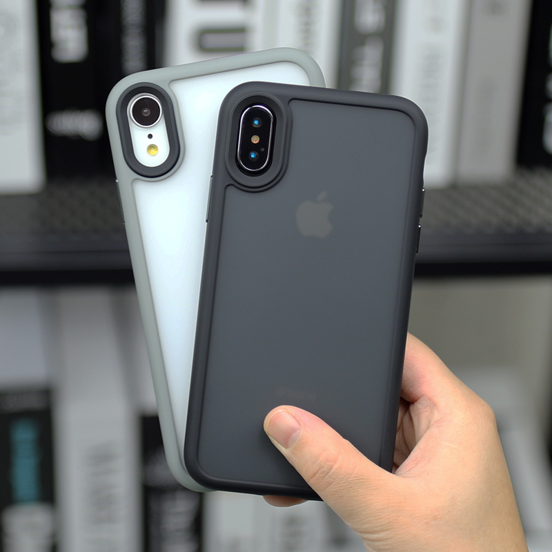 Apple Xr Phone Case Iphonex Premium Skin-Feel Matte XS Color-Blocking Anti-Drop Airbag Soft Rubber Xmax Protective Case Xsmax Thickened Transparent Skin-Friendly Feel Max Simple ins Style High-End for Men and Women