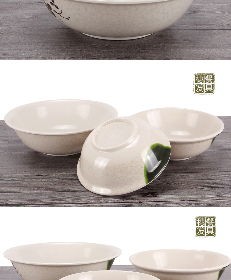 Ajisen Ramen Bát Thương mại Nhựa Bò Mì Soup Súp Cháo Bát Lớn Bát Mala Tang Nhật Bản Melamine Giả sứ Bát Bộ đồ ăn - Đồ ăn tối dĩa ăn