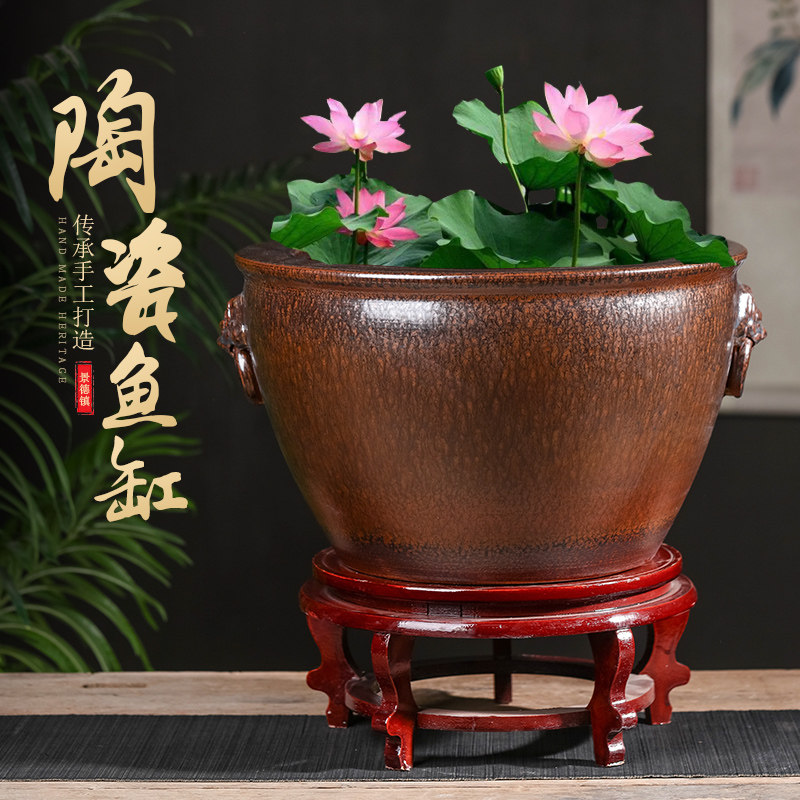 Jingdezhen super ceramic fish tank living room patio balcony aquarium cylinder turtle sleeping lotus koi gold fish book cylinder