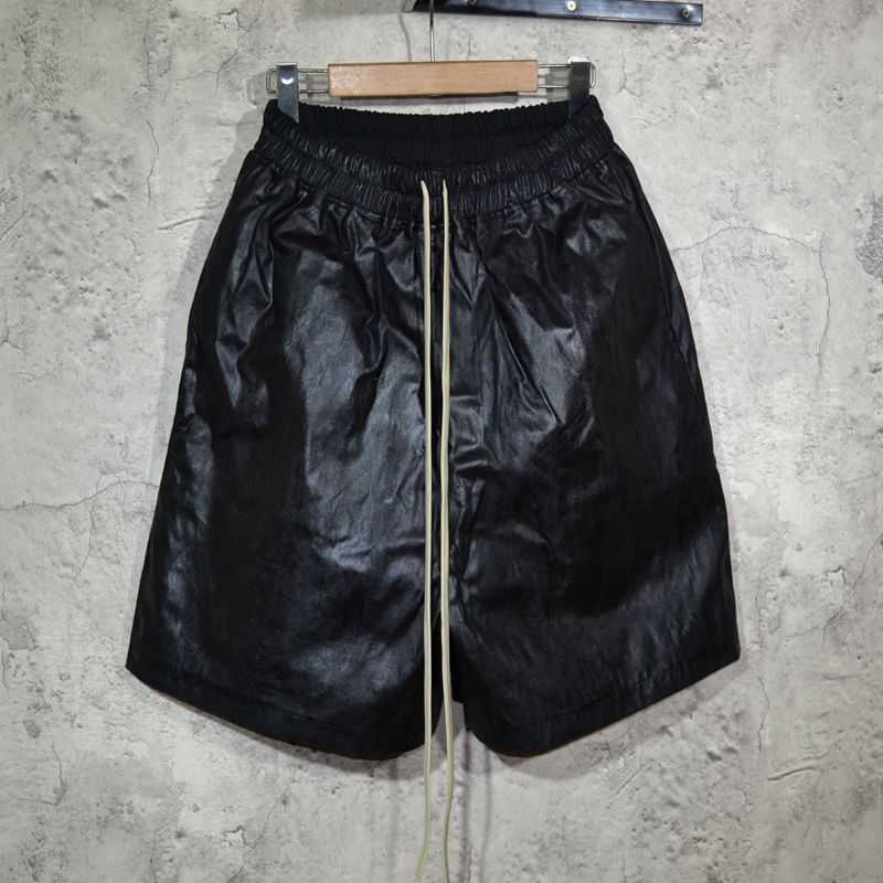 Rodrkshdw Shorts 24Ss Dark Black Coated Wax Pants Wide-Leg Pants Loose-Fitting Shorts for Men