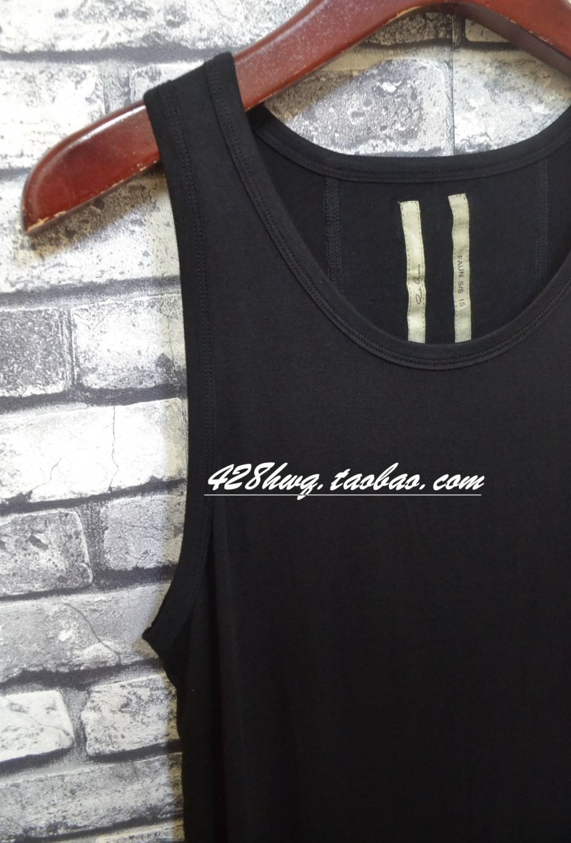 Áo vest tối màu rick Owen xuân hè và cotton mềm mại dài thun thun - Áo vest cotton ao ghi le