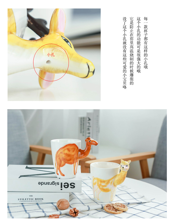 3D立体创意陶瓷动物马克杯情侣杯咖啡杯大容量带盖勺送礼办公水杯详情6