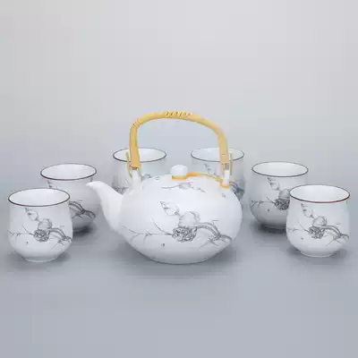Tea set Fat white Bodhi pot Kung Fu tea set Complete set of teapots, one pot, six cups of large teapot set, small gift