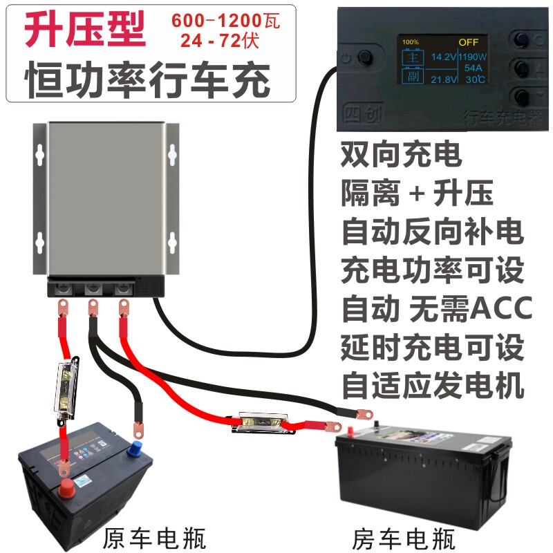 Sichuang 12V Car Charger Battery Isolation High-Power Fast Charging Boost 24V48V60V72V Rv Modification