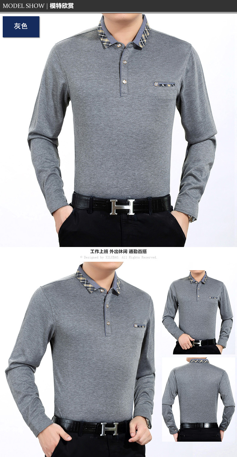 Mùa xuân và mùa thu Nam trung niên Áo thun dài tay Áo thun cotton rộng rãi Áo mỏng ngọn Trung niên Nam từ bi Bố áo phông nam cao cấp