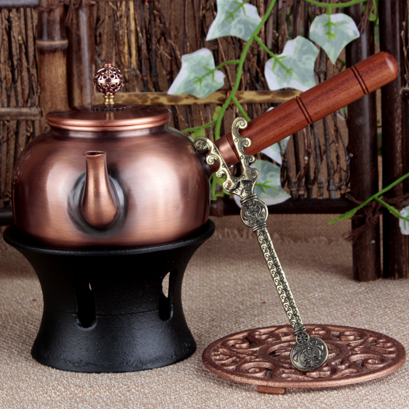 Wooden handle hand with handle Copper pot Japanese hand-painted copper tea set Antique side handle kettle boiling teapot 500ml