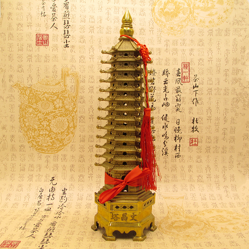 Pure copper tap Wenchang Tower swing piece 60cm1 Two-meter large bronze tower Decoration Home Book House Office Feng Shui Furnishing