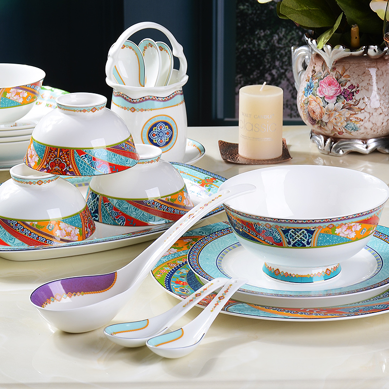 Light and decoration of character porcelain tableware suit new Chinese dishes home dishes individuality creative ceramic restoring ancient ways of eating food for dinner