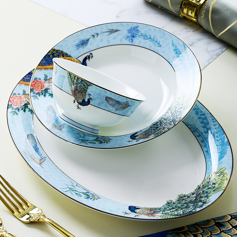 Red peony high - grade ipads China tableware suit ceramic dishes to eat bowl bowls home dishes suit surface of eating soup