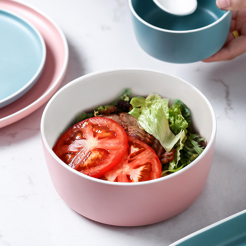 The new northern wind tableware suit household ceramic color bowl chopsticks and colorful plate 36 head dish plate