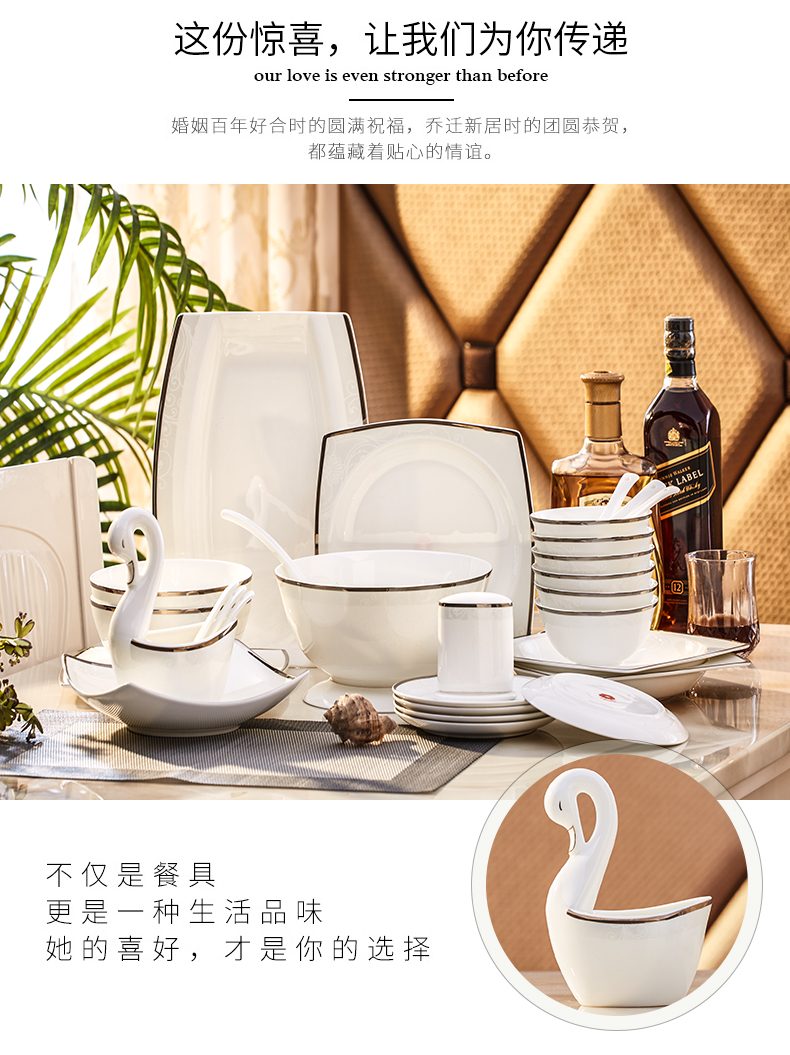 Tangshan red peony ipads porcelain tableware suit dishes household ceramics from Europe type rice bowls bowl plate combination of eating the food