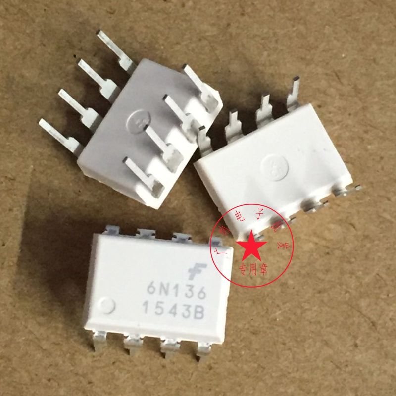 New imported white optocoupler 6N136 optocoupler photoelectric output straight DIP-8