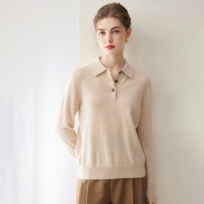 2026 Autumn/Winter Light Luxury Minimalist Style 100% Cashmere Sweater for Women, Polo Collar Pullover, Simple and Versatile Knitted Sweater 2026 Autumn/Winter Light Luxury Minimalist Style 100% Cashmere Sweater for Women, Polo Collar Pullover, Simple and Versatile Knitted Sweater