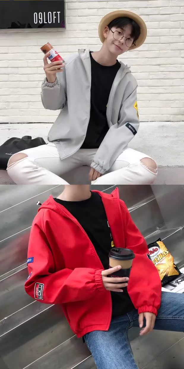 Mùa xuân 2018 mới in phim hoạt hình giặt áo khoác nam phiên bản Hàn Quốc của giới trẻ áo khoác xu hướng quần áo áo khoác vest nam