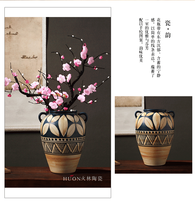 Composed of ancient earthenware jar are dried flower flower implement the original ceramic coarse pottery flowerpot vase do old zen simple furnishing articles