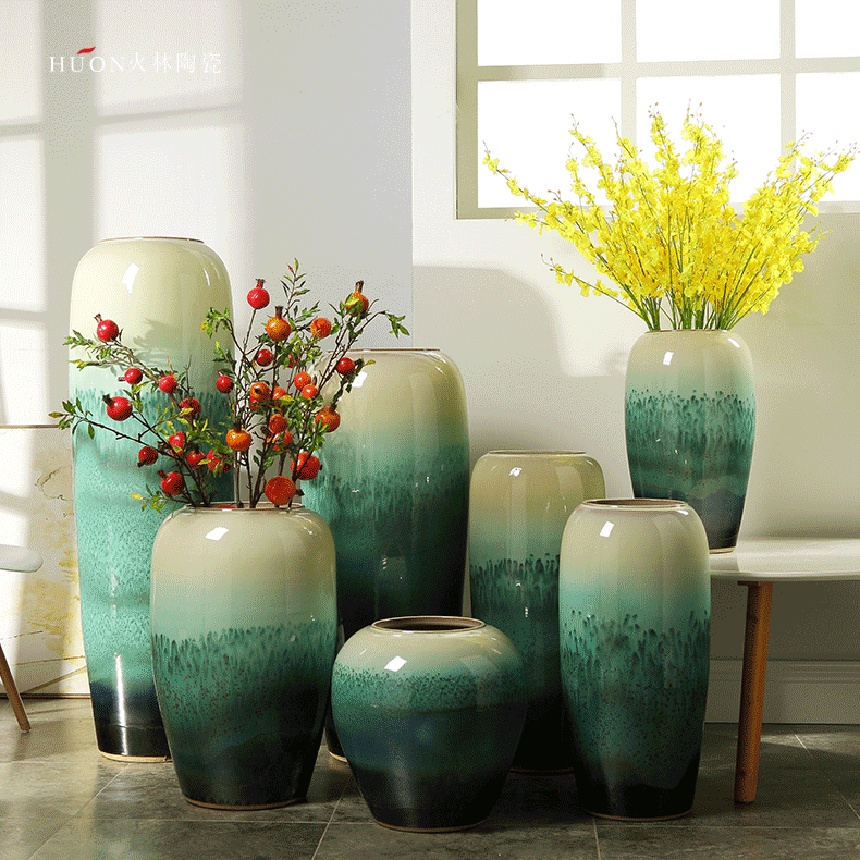 Nordic landing big vase furnishing articles European I and contracted hotel ceramic emerald green stores sitting room adornment flower arrangement