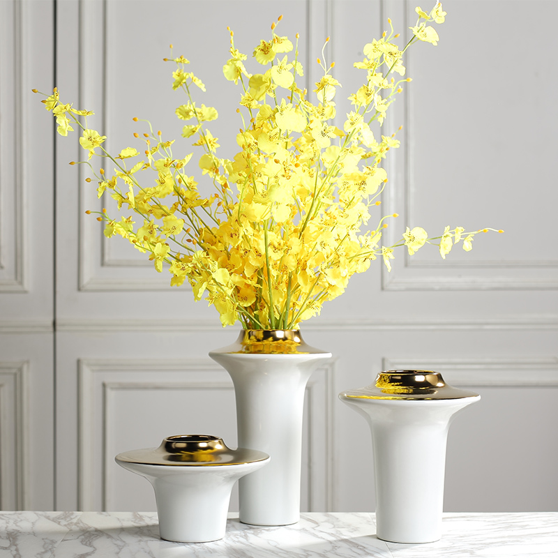 Creative I and contracted light flower arranging exchanger with the ceramics vase key-2 luxury furnishing articles sitting room ark example room Nordic soft decoration