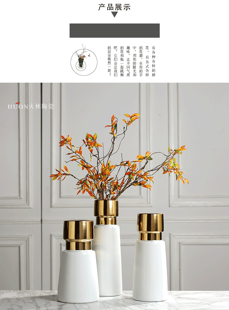 I and contracted light key-2 luxury furnishing articles creative living room TV cabinet ceramic vase of dry flower arranging Nordic flower flowers hydroponics