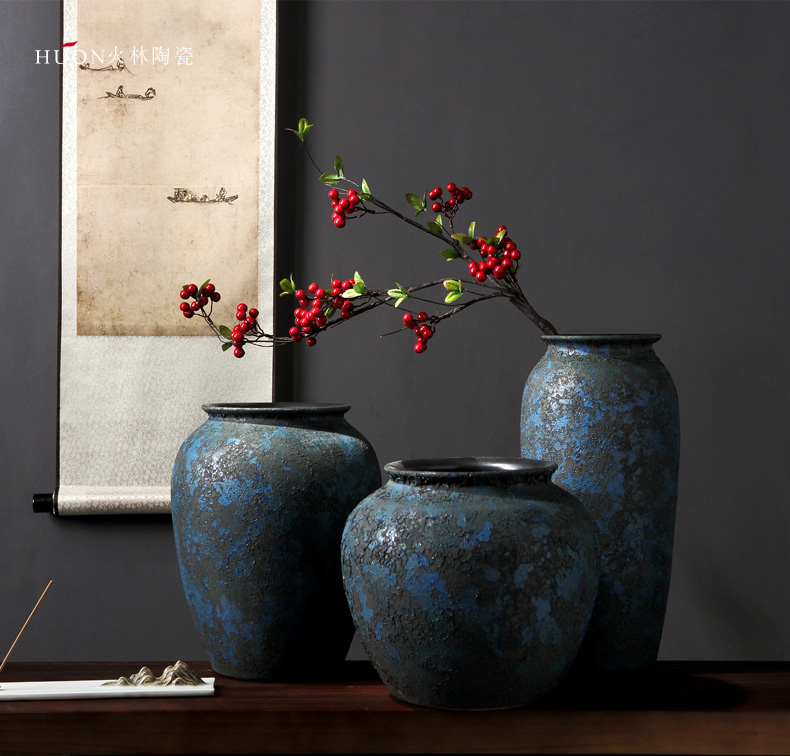 Ceramic vase restoring ancient ways furnishing articles furnishing articles Chinese flower arranging living room decoration to the hotel lobby home desktop checking pottery