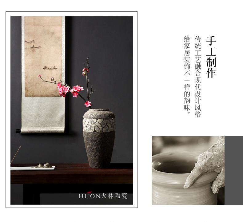 Manual pottery coarse TaoHua restoring ancient ways is the dried flower arranging furnishing articles zen tea room vases, ceramic flower pot clay POTS