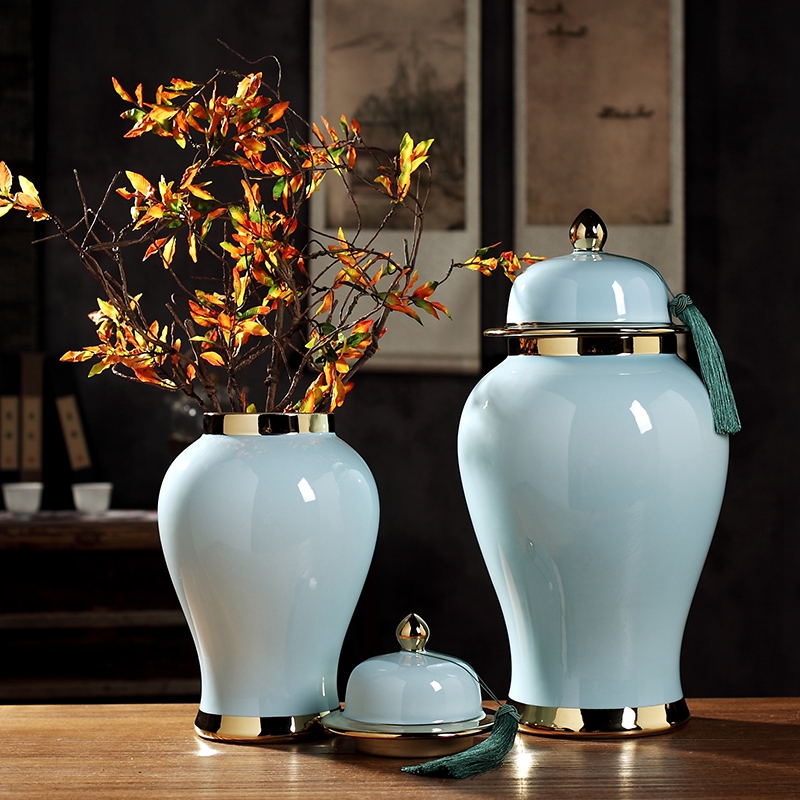 The New Chinese jingdezhen blue tank general furnishing articles sitting room porch mesa table flower between example club floral outraged