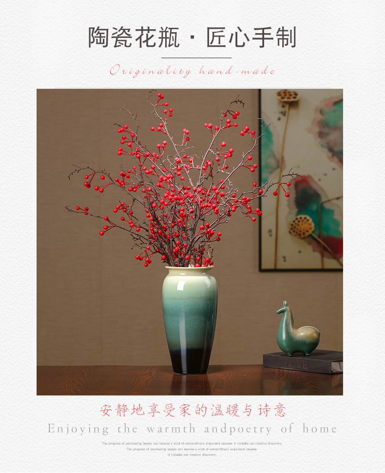 Jingdezhen ceramic vase modern new Chinese TV ark, wide saliva keeps growing flowers, dried flowers, flower arranging flowers, furnishing articles