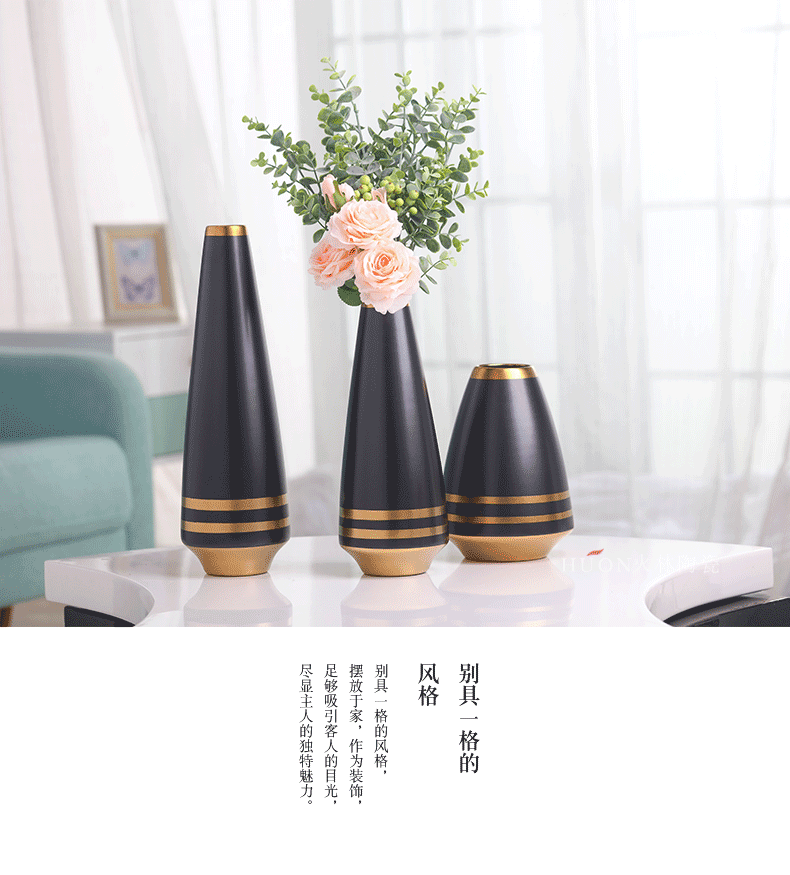 Nordic light excessive vases, flower arranging is black and white and aureate the sitting room is I and contracted creative ceramic TV ark adornment furnishing articles