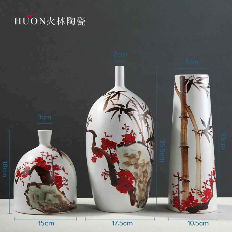 Jingdezhen ceramics vase painting hong mei bamboo what modern contracted decorate the sitting room of Chinese style household furnishing articles