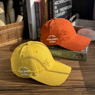 Dopamine Oversized Retro Deep Crown Baseball Cap for Men, Yellow Duckbill Cap for Women, Orange Oversized Sun Hat