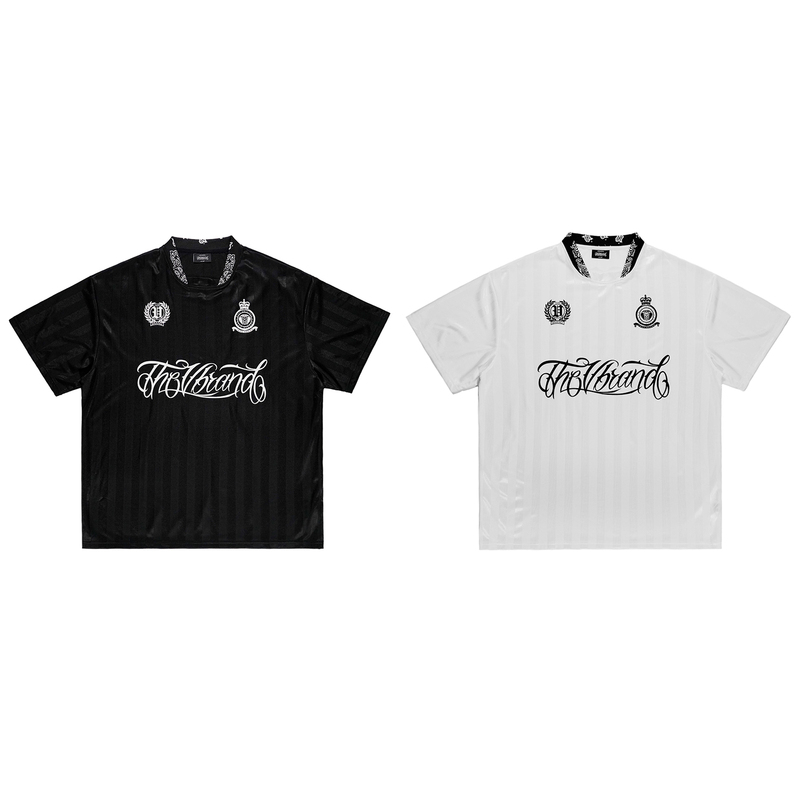 The V Brand Cashew Flower Woven Ribbed Lightweight Quick-Drying Sports Striped Fabric Football Jersey Short-Sleeved T-Shirt