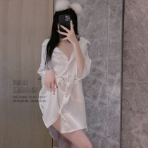 Champion you with a minimalist sexy new sexy sleepwear sleeping dress Summer Deep V boyfriends Wind Loose Shirt Satin