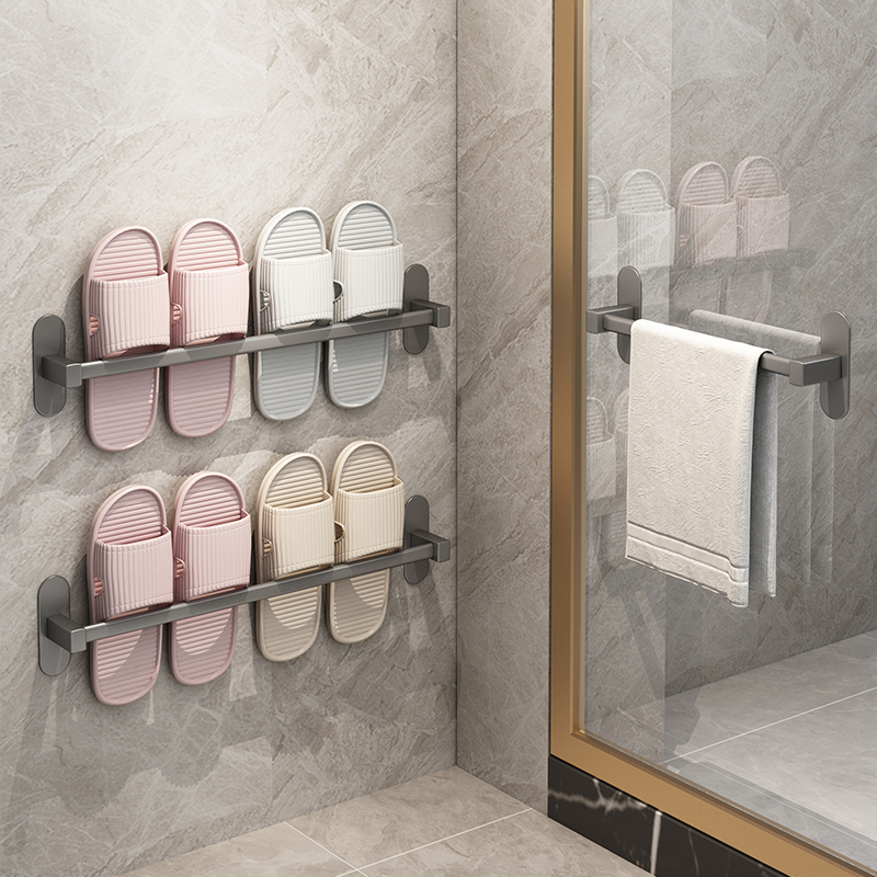 Toilet shelving bathroom free of punching slippers frame Shoes Containing Shelf God Instrumental Toilet Wall-mounted Drain Shelf-Taobao