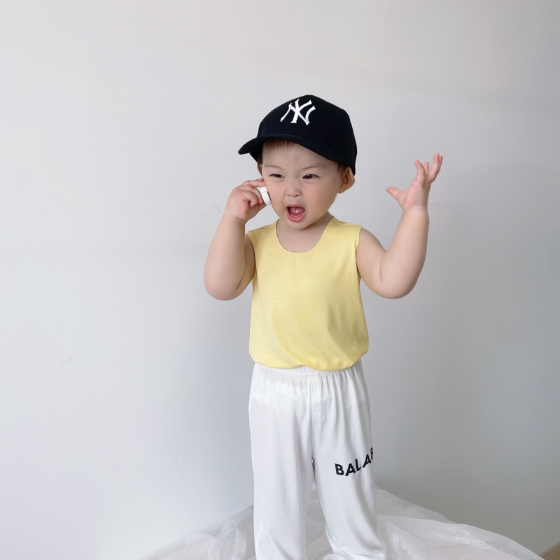 Boys and girls summer suits infant modal vest baby anti-mosquito pants two-piece summer thin air-conditioning clothing