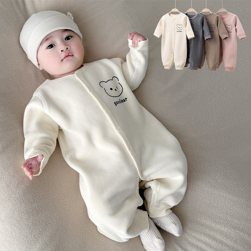 赤ちゃんの暖かいジャンプスーツ、春、秋、冬のベルベットのハーレム、男の子と女の子のための暖かいベルベットの屋外服、赤ちゃんの屋内ハイハイ服