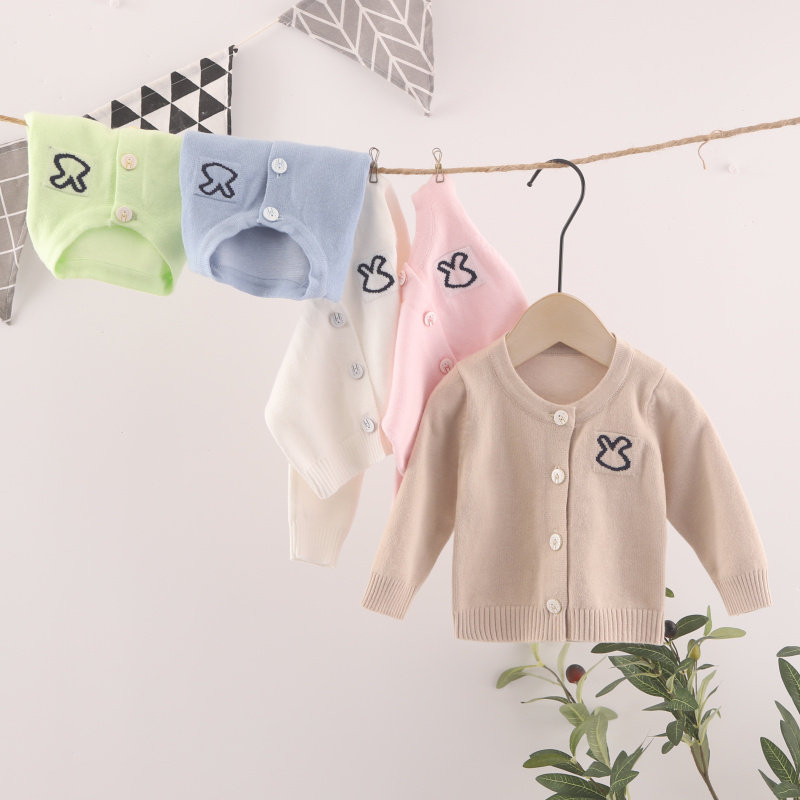 Infant pure cotton knit cardiovert spring autumn male and female baby jacket sweater newborn clothes sanitary clothes round collar child clothing