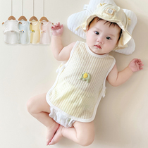 Summer baby belly-care clothes baby anti-cool belly pocket newborn pure cotton half back clothes thin and sleeveless vest