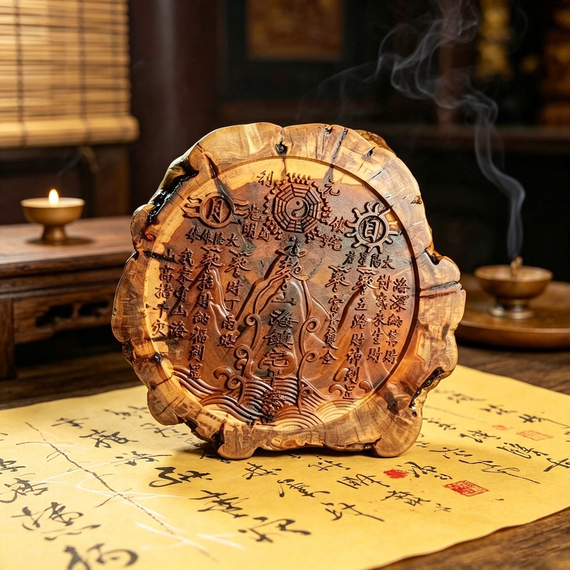 Taoist-Style Ornaments in Vintage Style for Living Room, Wood Carvings for Office, Entrance Hall Decoration, Natural Lightning-Struck Jujube Wood for Home Prosperity Taoist-Style Ornaments in Vintage Style for Living Room, Wood Carvings for Office, Entrance Hall Decoration, Natural Lightning-Struck Jujube Wood for Home Prosperity