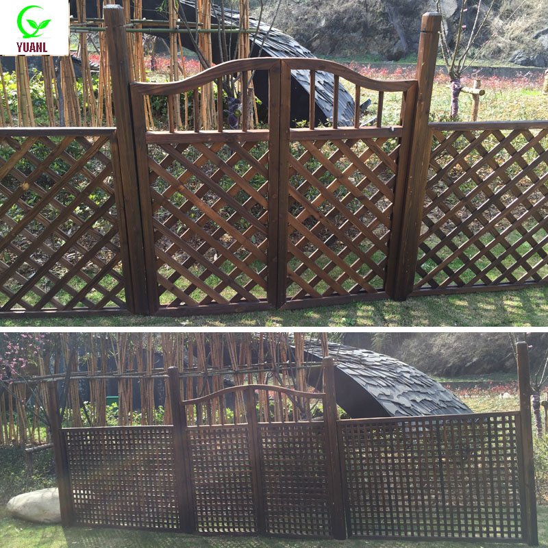 Carbonized anti-corrosion wood fence fence gate outside the courtyard fence with door Wooden door grille door Climbing pergola Garden door