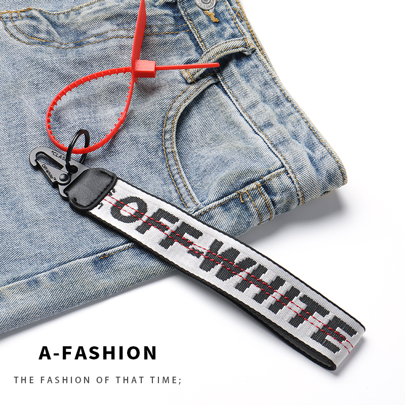 Off-White Keychain European and American Trendy Brand Keychain Car Key Pendant Card Camera Wrist Camera Strap