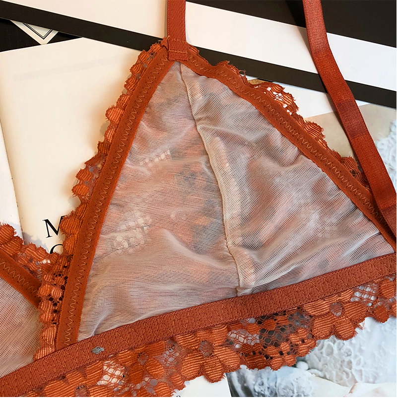 Đồ lót nữ cảm giác Pháp ren hoa bralette tam giác cốc không có vòng thép đặt cốc mềm ao lot