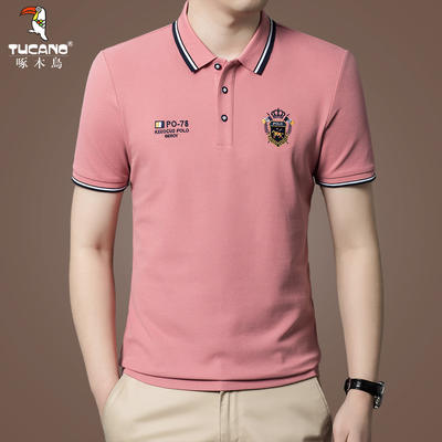 Woodpecker high-end brand men's short-sleeved T-shirt, men's fashionable embroidered lapel polo shirt, Summer 2026 new style