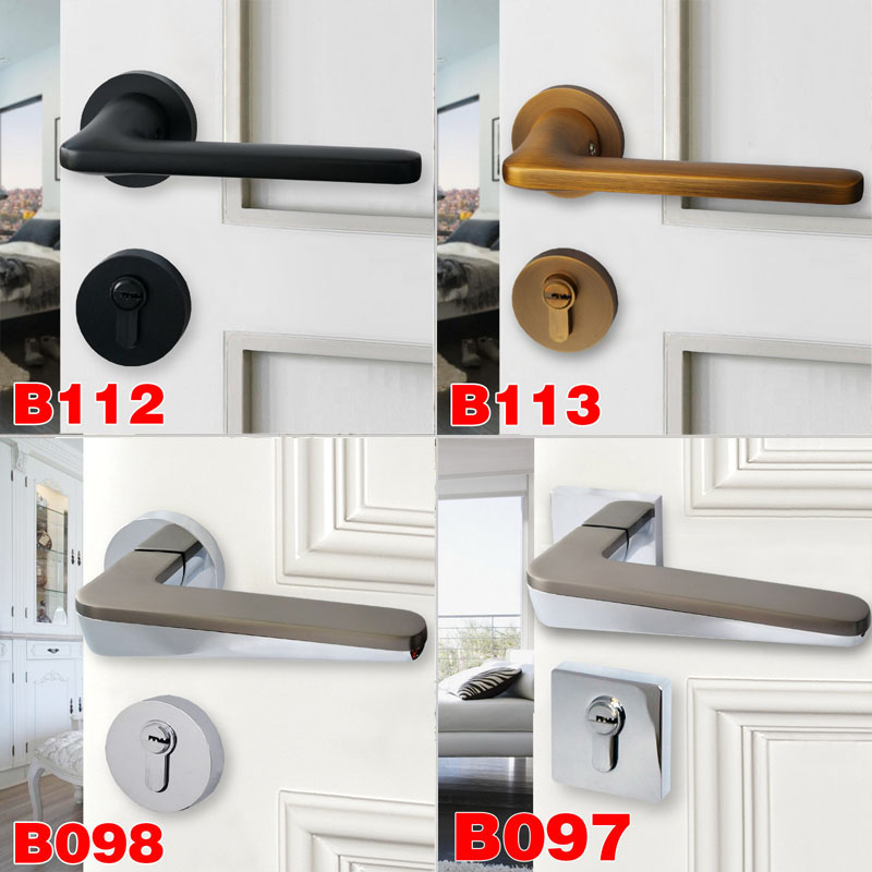 Japan-style Interior Bedroom Door Lock Brief About Silent Home Lock Makeup Room Two-piece Black Gray Door Lock Magnetic Lock