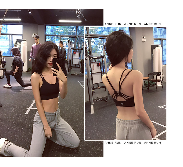 Anneun làm đẹp trở lại áo ngực yoga mà không có vành nhảy đồ lót chạy tập hợp áo ngực thể thao chống sốc áo thể thao áo bra tập yoga