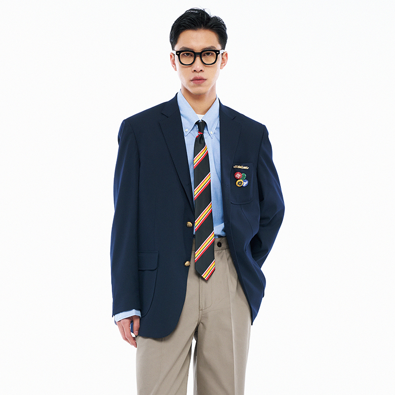 Awalker 24Ss American Retro College-Style Single-Row Gold Button Suit Ivy Loose Silhouette All-Season Suit Jacket