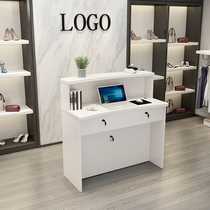 Womens clothing store cashier counter simple modern hair salon front clothing store White small shop small bar table