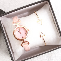 Sakura pink watch womens thin belt Small and exquisite retro girl student middle school student simple Korean version of the trend ulzzang