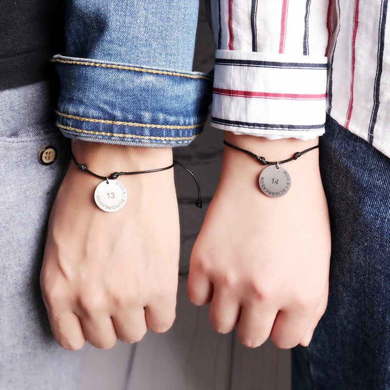 South Korea 1314 simple retro wild accessories male and female students hand-woven wax rope adjustable couple hand rope hand rope