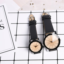 Girl Watch Student High School Student Han Prints Brief Black & White Fashion Bestie Leather Trend Strap Round Ultra-thin Quartz Watch