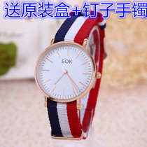 Korean version of the simple trend fashion casual quartz watch mens watch Womens watch Middle school student couple a pair of Li Yifeng with the same